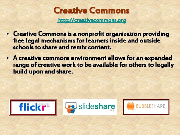 Creative Commons http: //creativecommons. org • Creative Commons is a nonprofit organization providing free