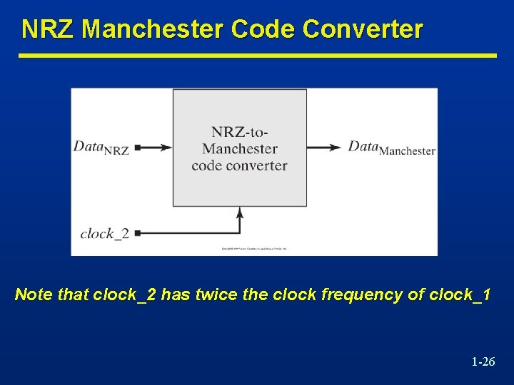 NRZ Manchester Code Converter Note that clock_2 has twice the clock frequency of clock_1