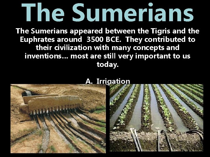 The Sumerians appeared between the Tigris and the Euphrates around 3500 BCE. They contributed
