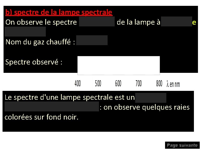 b) spectre de la lampe spectrale On observe le spectre d'émission de la lampe b) spectre de la lampe spectrale On observe le spectre d'émission de la lampe
