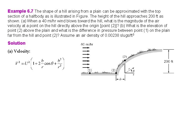 Example 6. 7 The shape of a hill arising from a plain can be