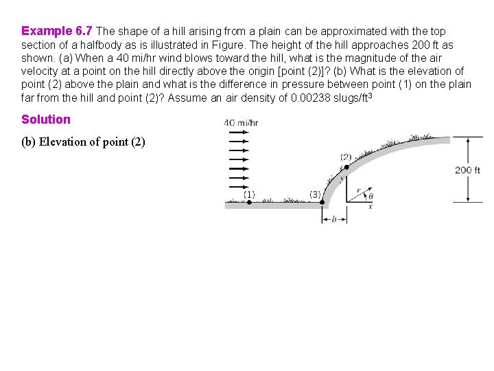 Example 6. 7 The shape of a hill arising from a plain can be