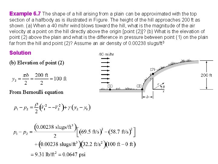 Example 6. 7 The shape of a hill arising from a plain can be