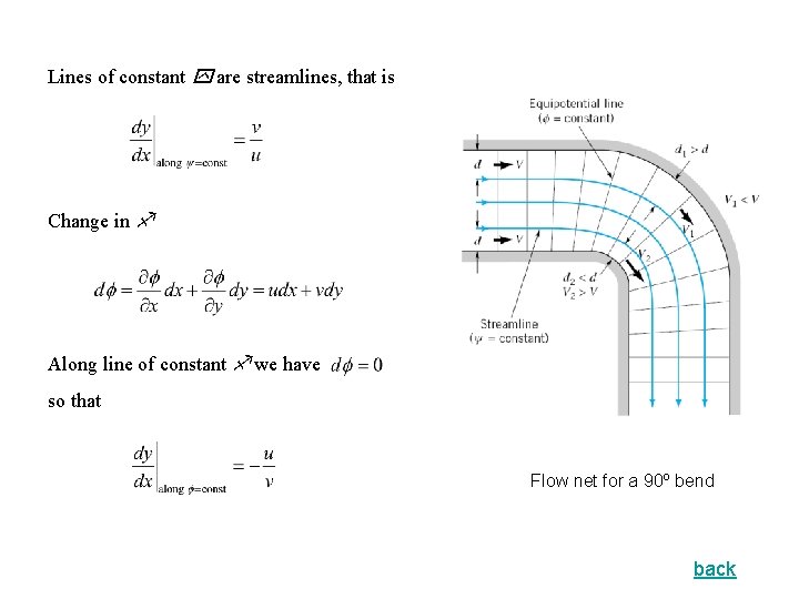 Lines of constant are streamlines, that is Change in Along line of constant we