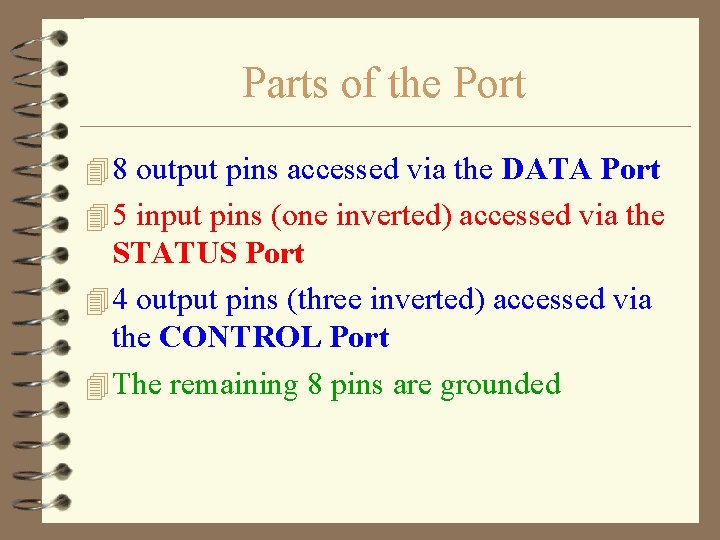 Parts of the Port 4 8 output pins accessed via the DATA Port 4