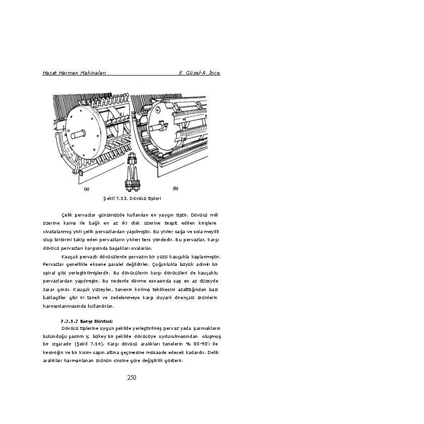 Hasat Harman Makinaları E. Güzel-A. İnce Şekil 7. 13. Dövücü tipleri Çelik pervazlar günümüzde
