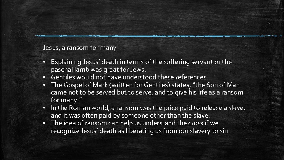 A Ransom For Many Understanding the Cross Christian Ethics 20 Ms Woytowich