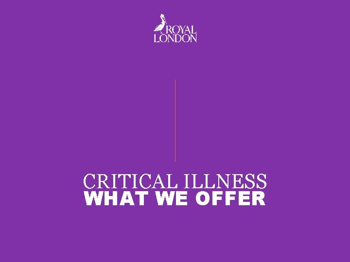 CRITICAL ILLNESS WHAT WE OFFER 