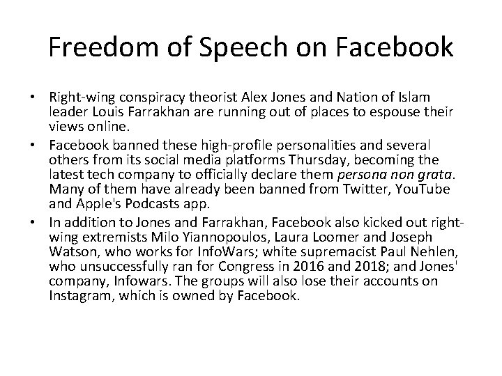Freedom of Speech on Facebook • Right-wing conspiracy theorist Alex Jones and Nation of