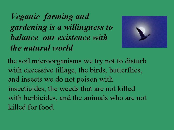 Veganic farming and gardening is a willingness to balance our existence with the natural