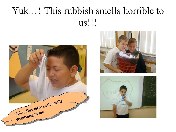 Yuk…! This rubbish smells horrible to us!!! irty s d s i , Th