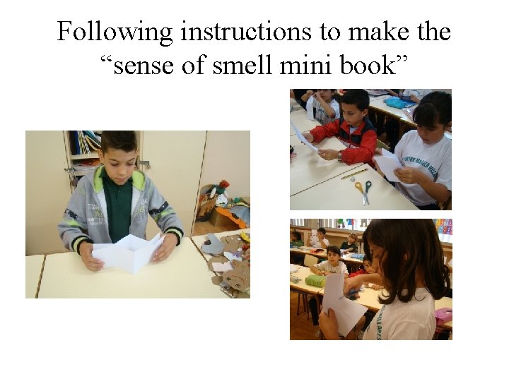 Following instructions to make the “sense of smell mini book” 