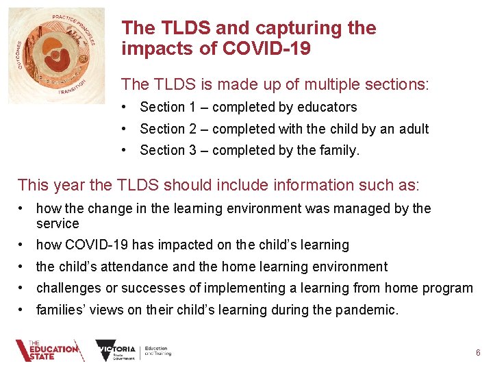 The TLDS and capturing the impacts of COVID-19 The TLDS is made up of The TLDS and capturing the impacts of COVID-19 The TLDS is made up of