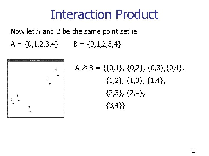 Interaction Product Now let A and B be the same point set ie. A