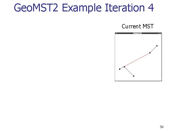 Geo. MST 2 Example Iteration 4 Current MST 54 