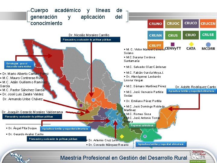 Cuerpo académico y líneas de generación y aplicación del conocimiento Dr. Nicolás Morales Carrillo