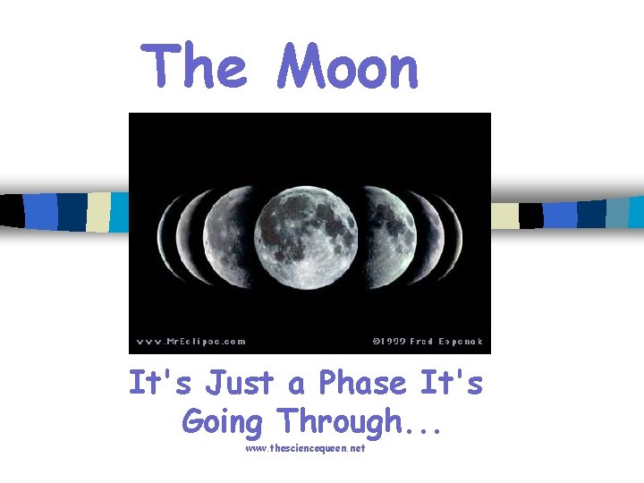 The Moon It's Just a Phase It's Going Through. . . www. thesciencequeen. net