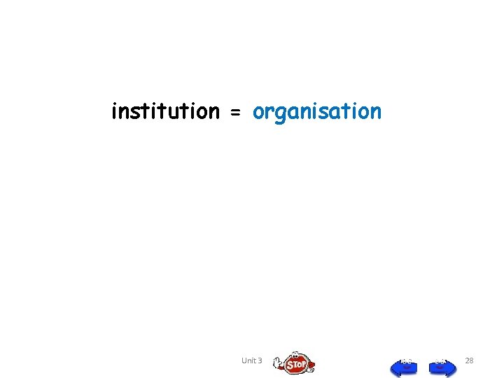 institution = organisation Unit 3 28 