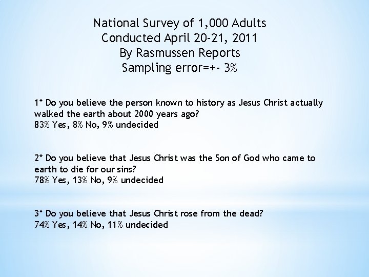 National Survey of 1, 000 Adults Conducted April 20 -21, 2011 By Rasmussen Reports