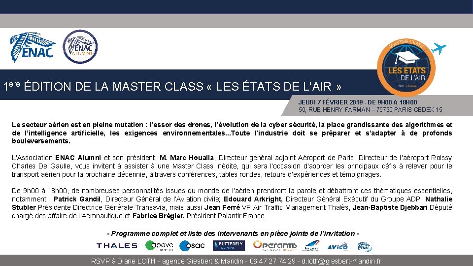 INVITATION PRESSE 1ère ÉDITION DE LA MASTER CLASS « LES ÉTATS DE L’AIR »