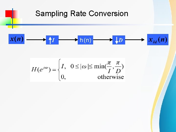 Sampling Rate Conversion I h (n) D 