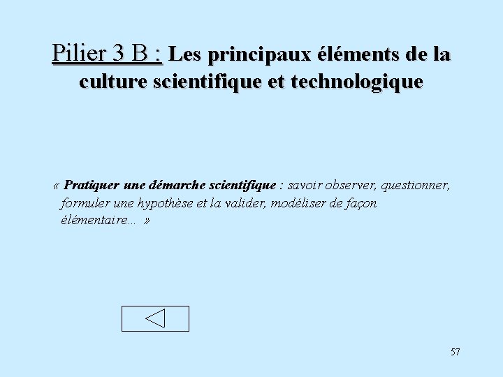 Pilier 3 B : Les principaux éléments de la culture scientifique et technologique «