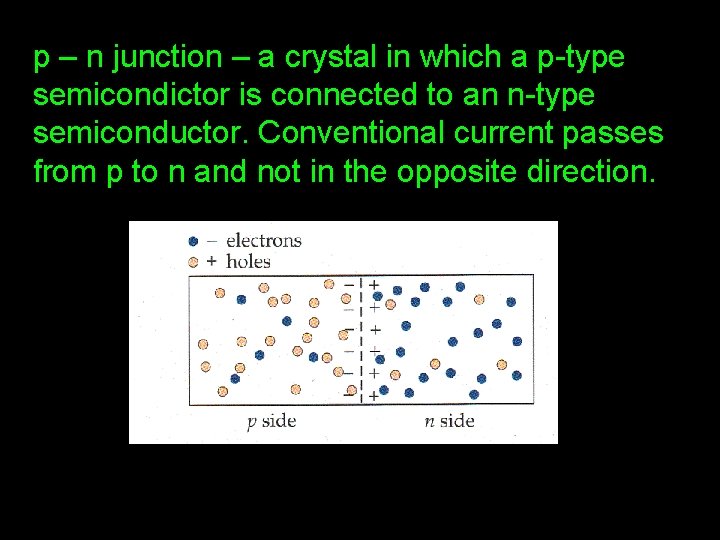 p – n junction – a crystal in which a p-type semicondictor is connected p – n junction – a crystal in which a p-type semicondictor is connected