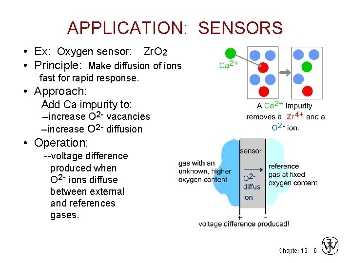 APPLICATION: SENSORS • Ex: Oxygen sensor: Zr. O 2 • Principle: Make diffusion of APPLICATION: SENSORS • Ex: Oxygen sensor: Zr. O 2 • Principle: Make diffusion of