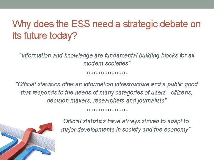 Why does the ESS need a strategic debate on its future today? "Information and Why does the ESS need a strategic debate on its future today? "Information and