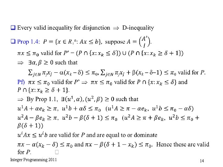 q Integer Programming 2011 14 