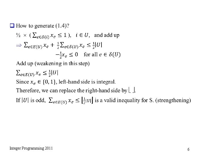 q Integer Programming 2011 6 