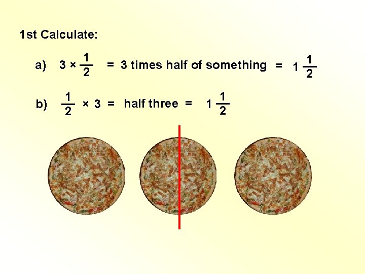 1 st Calculate: a) 1 3 × __ 2 b) 1 __ × 3 1 st Calculate: a) 1 3 × __ 2 b) 1 __ × 3