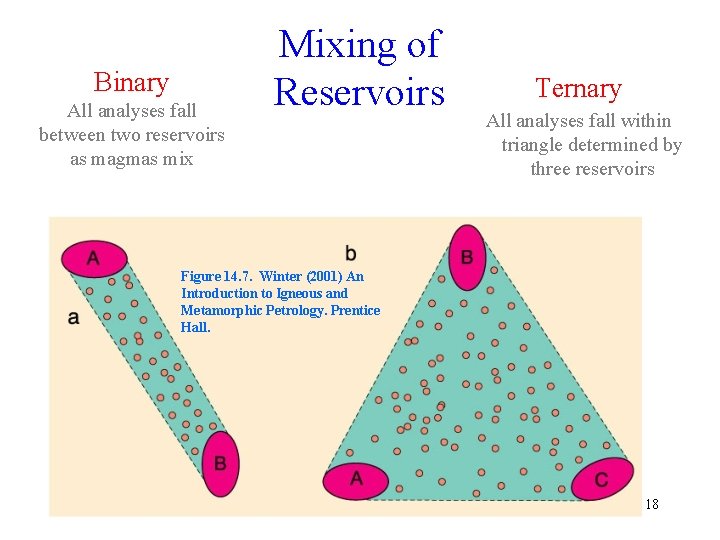 Binary All analyses fall between two reservoirs as magmas mix Mixing of Reservoirs Ternary