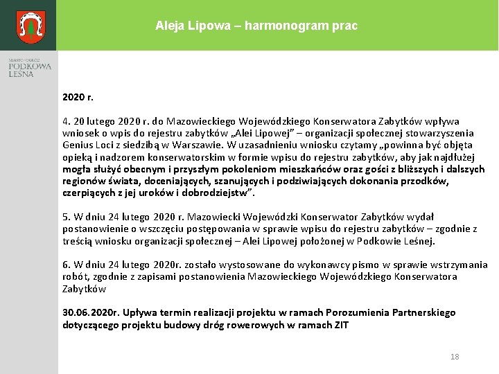 Aleja Lipowa – harmonogram prac 2020 r. 4. 20 lutego 2020 r. do Mazowieckiego