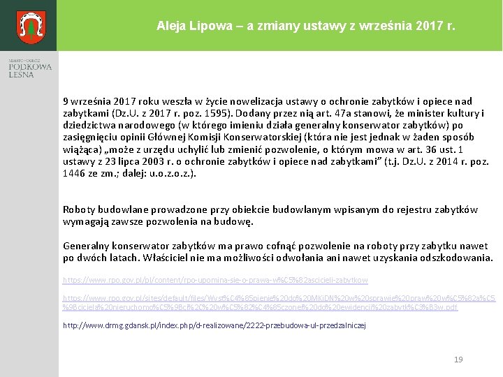 Aleja Lipowa – a zmiany ustawy z września 2017 r. 9 września 2017 roku
