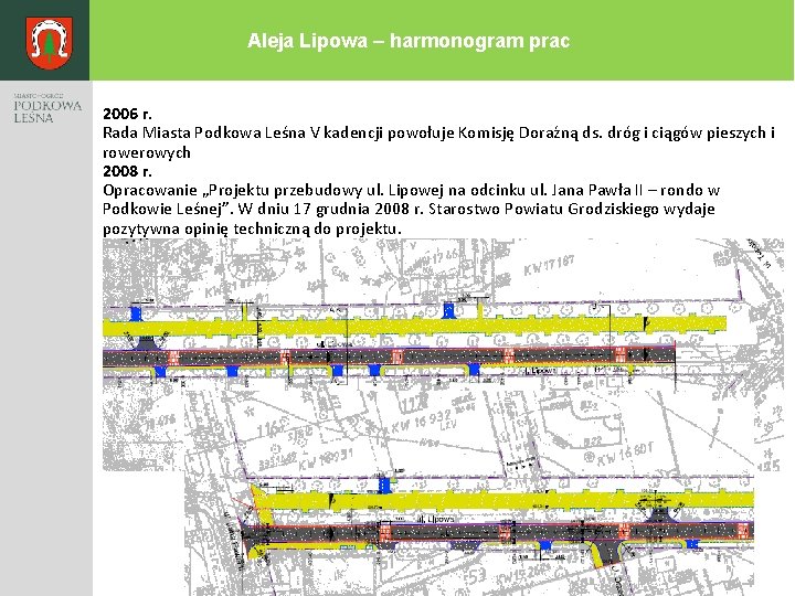Aleja Lipowa – harmonogram prac 2006 r. Rada Miasta Podkowa Leśna V kadencji powołuje