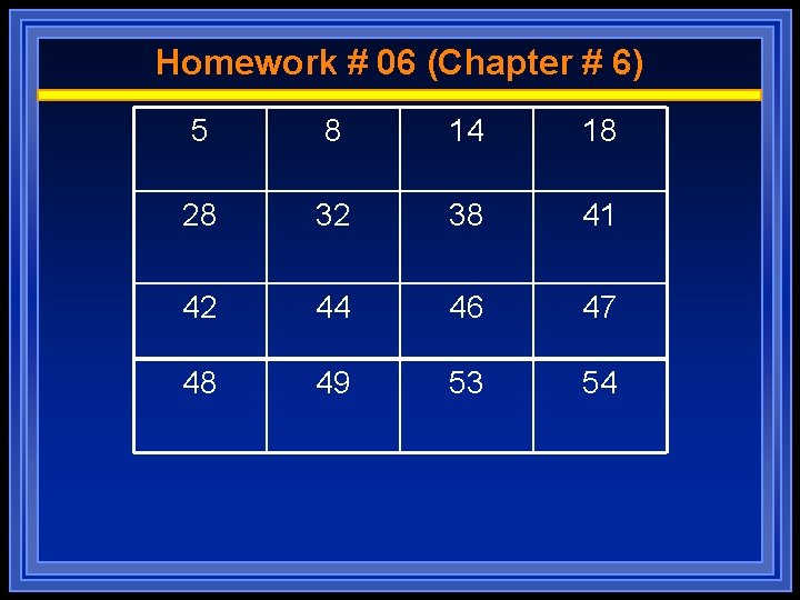 Homework # 06 (Chapter # 6) 5 8 14 18 28 32 38 41