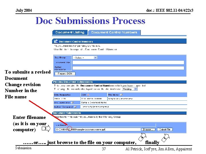 July 2004 doc. : IEEE 802. 11 -04/422 r 3 Doc Submissions Process To