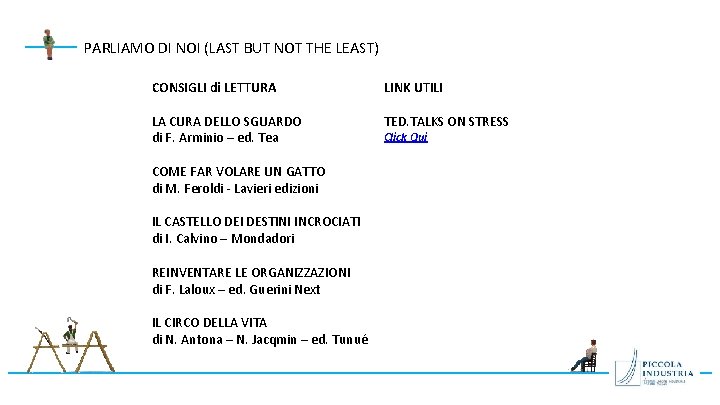 PARLIAMO DI NOI (LAST BUT NOT THE LEAST) CONSIGLI di LETTURA LINK UTILI LA