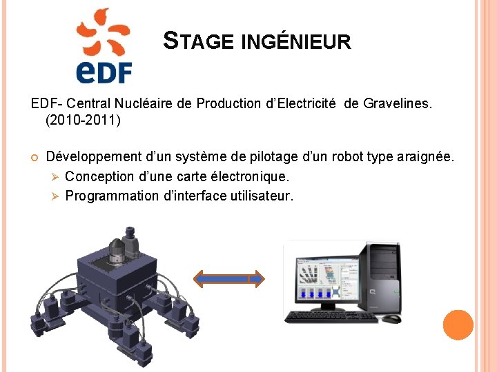 STAGE INGÉNIEUR EDF- Central Nucléaire de Production d’Electricité de Gravelines. (2010 -2011) Développement d’un