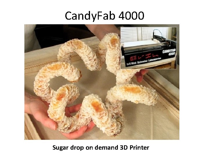 Candy. Fab 4000 Sugar drop on demand 3 D Printer 