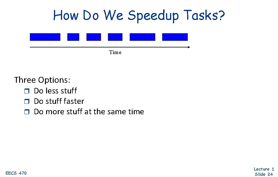 How Do We Speedup Tasks? Time Three Options: r r r EECS 470 Do