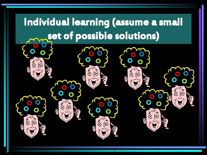 Individual learning (assume a small set of possible solutions) 