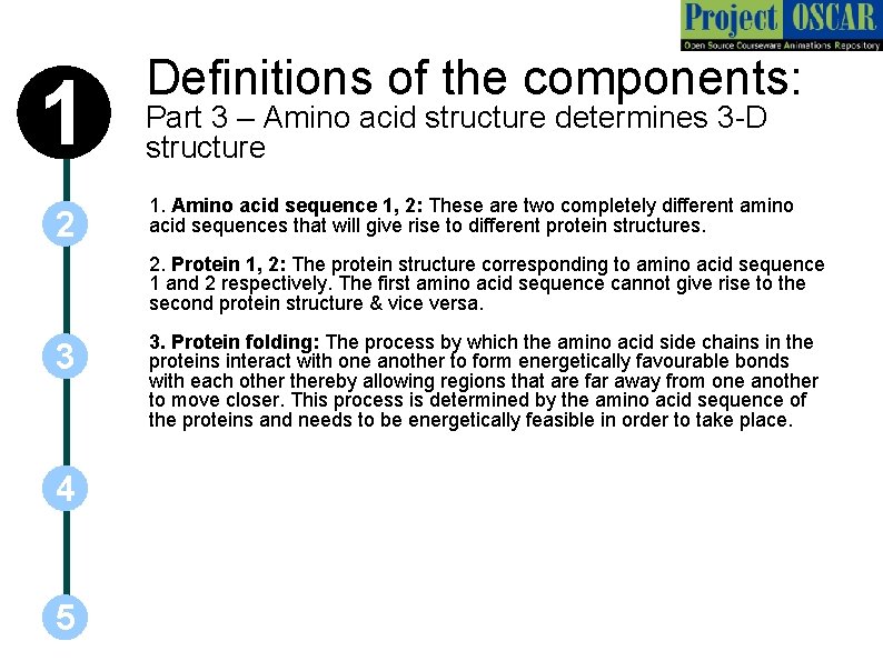 1 2 Definitions of the components: Part 3 – Amino acid structure determines 3