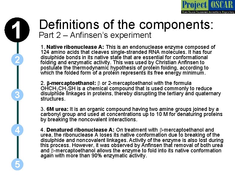 1 2 3 Definitions of the components: Part 2 – Anfinsen’s experiment 1. Native