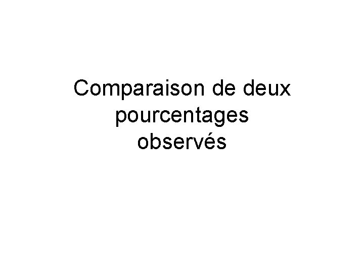 Comparaison de deux pourcentages observés 