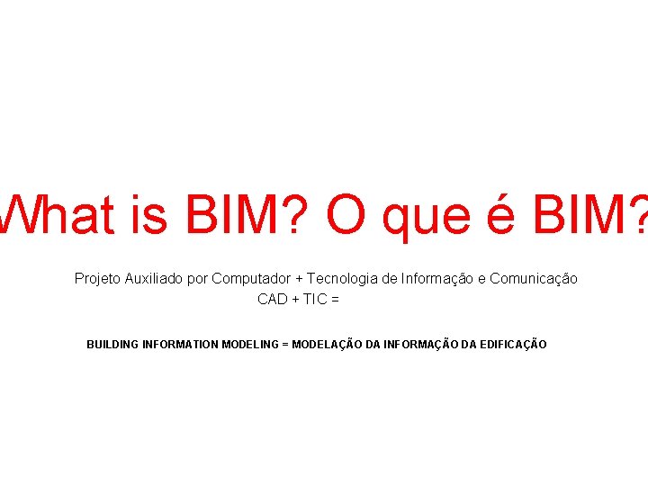 What is BIM? O que é BIM? Projeto Auxiliado por Computador + Tecnologia de