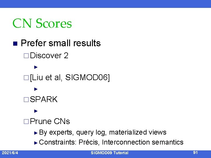 CN Scores n Prefer small results ¨ Discover 2 ► ¨ [Liu et al,