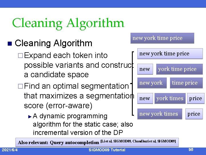 Cleaning Algorithm n Cleaning Algorithm ¨ Expand new york time price each token into