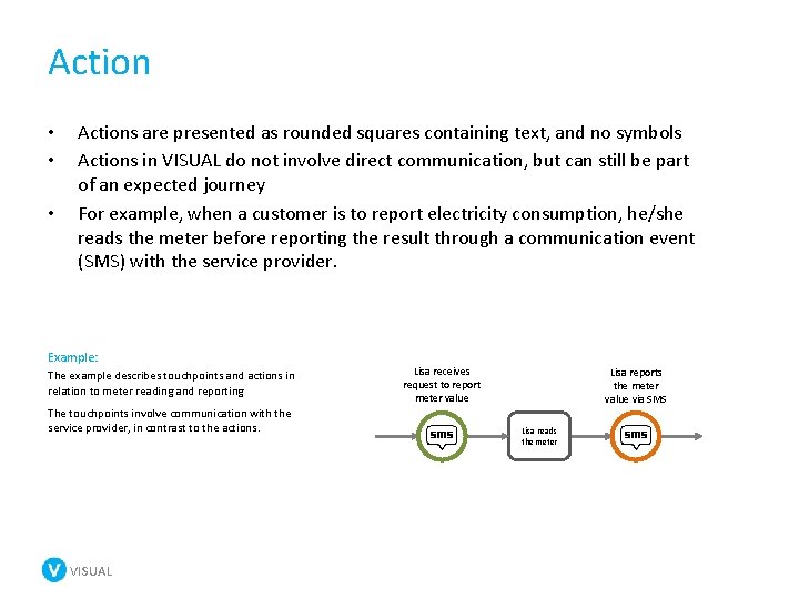Action • • • Actions are presented as rounded squares containing text, and no Action • • • Actions are presented as rounded squares containing text, and no